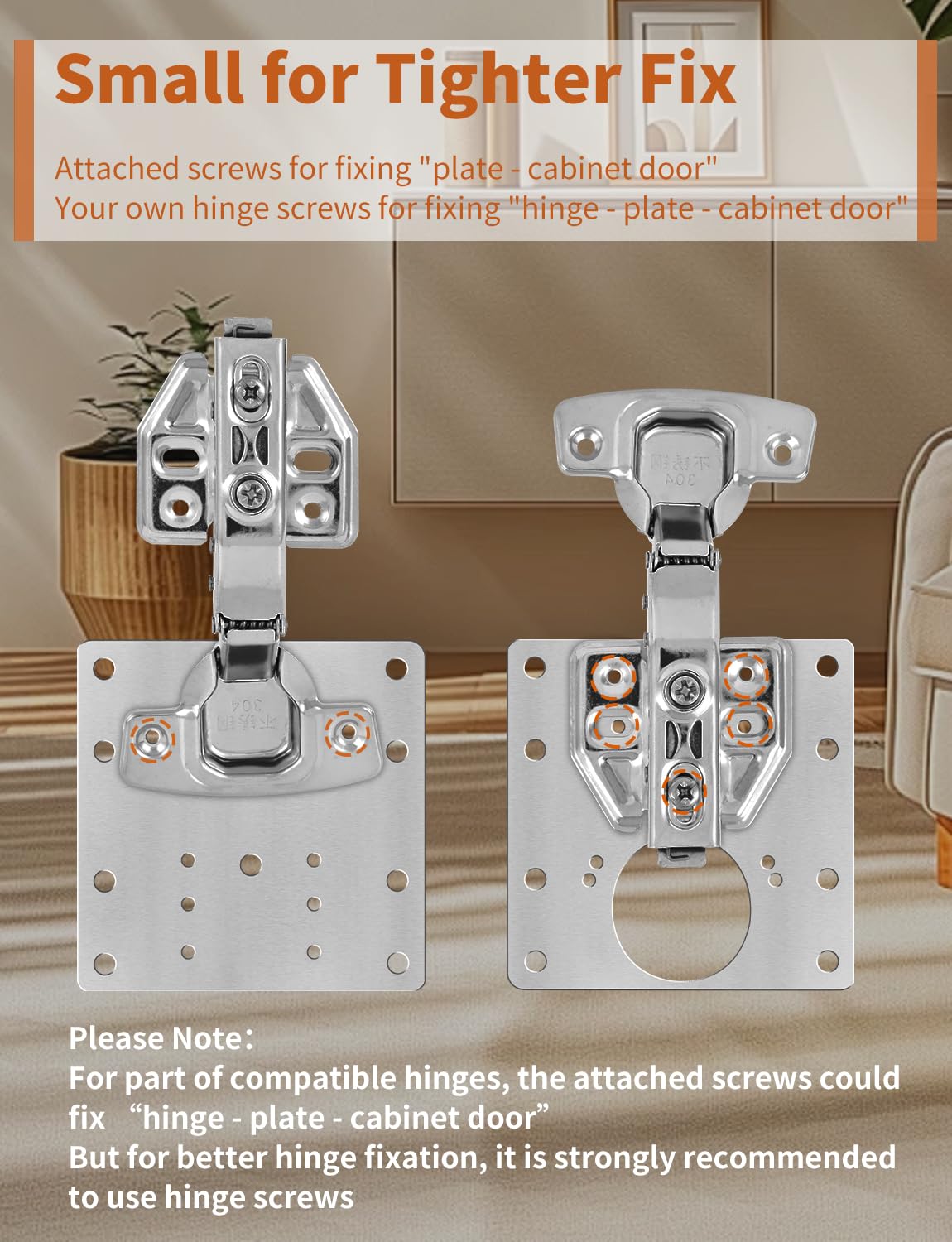 6PCS Cabinet Hinge Repair Plate Kit: FOGZUVR Durable Door Hinge Repair Kit Plate Stainless Steel, Large Hinge Repair Board with Mounting Screws for Kitchen Cabinet, Cupboard Doors and Furniture