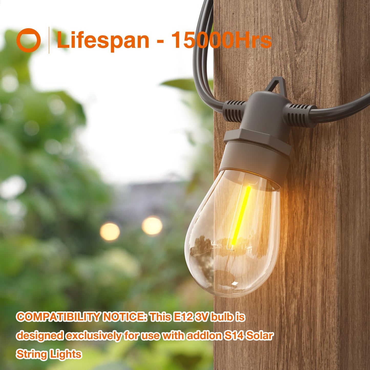 addlon Replacement Bulbs 4 Packs LED for Solar String Lights E12 S14 3V