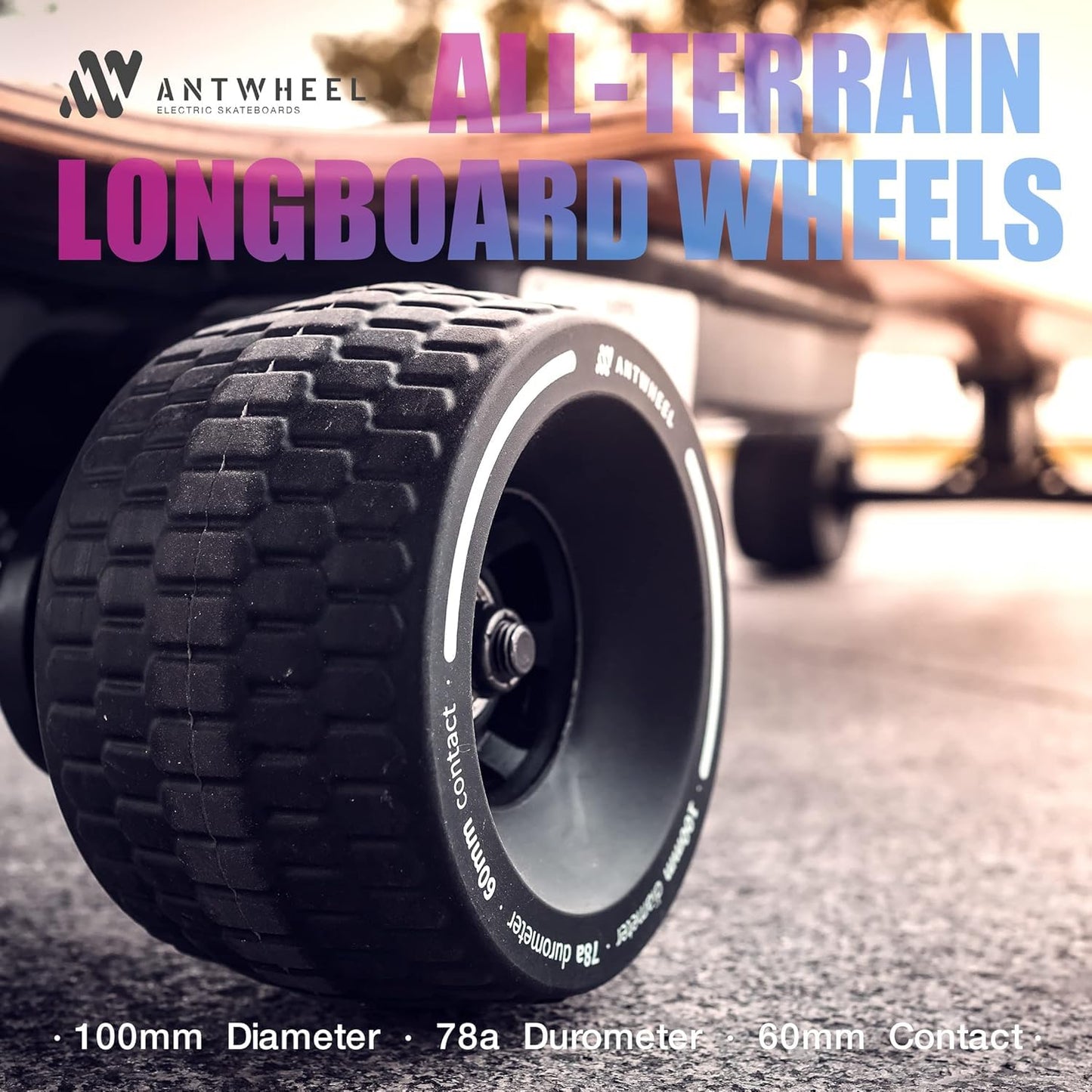 ANTWHEEL All-Terrain Longboard Wheels 100mm Electric Skateboard Wheels 78A high Rebound Urethane Wheels (All-Terrain Wheels)
