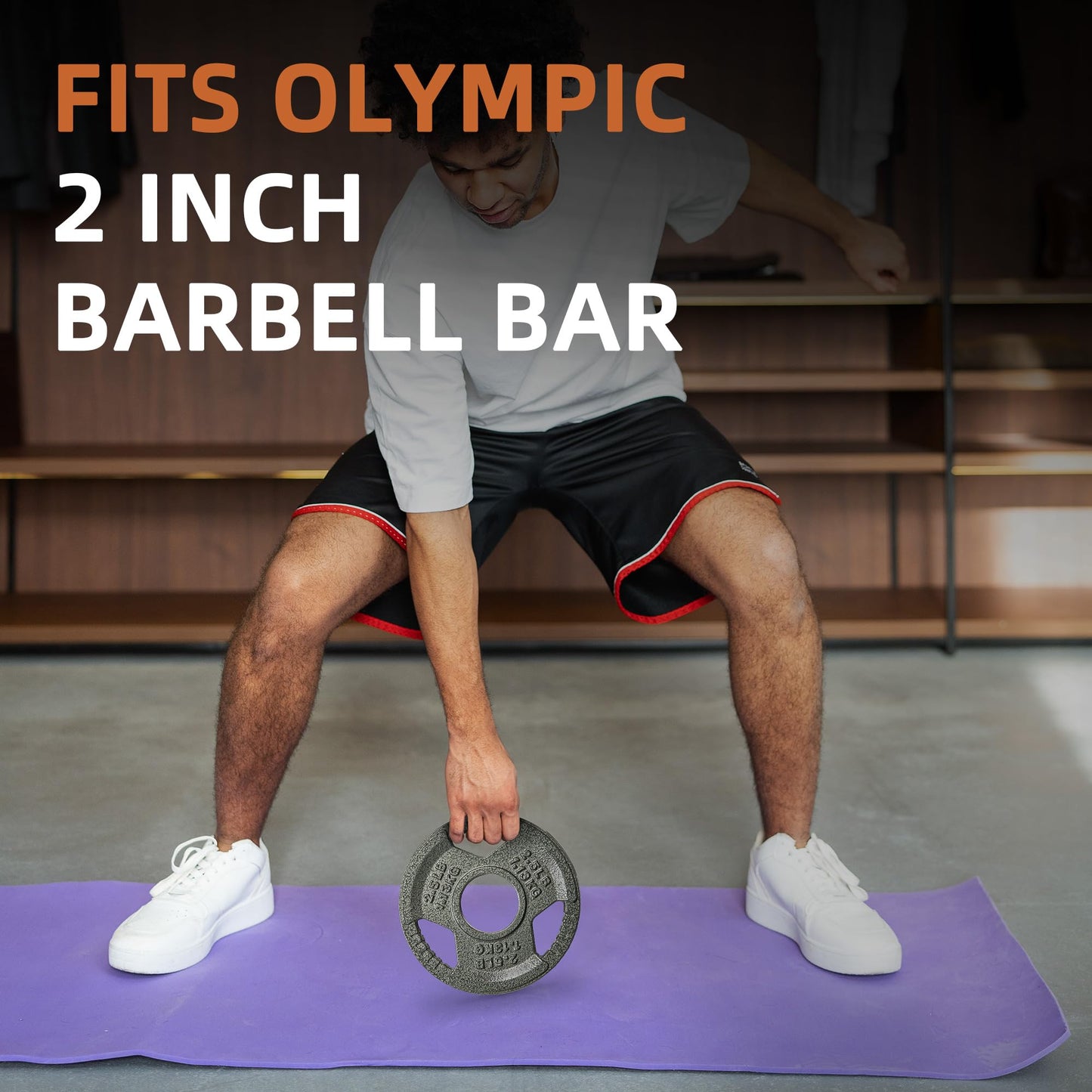 Fitvids 2 Inch Olympic Weight Plates, 2x 45 LB Plates for Home Gym Strength Training, Triple-handle Design