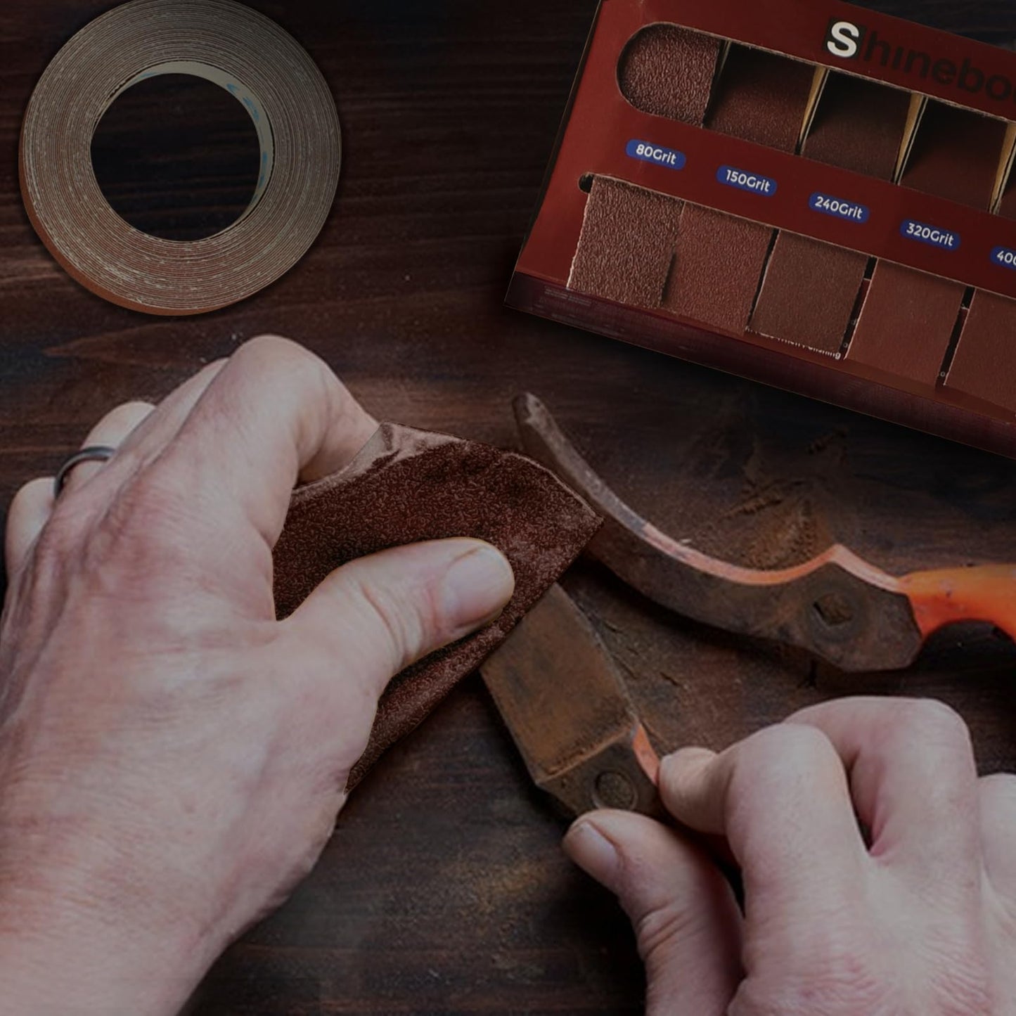 Shineboc Emery Cloth Roll, 1" x 20 Feet Continuous Sandpaper Roll, 80/150/240/320/400/600 Grit Sand Paper Assortment Pack for Wood Metal Sanding and Polishing