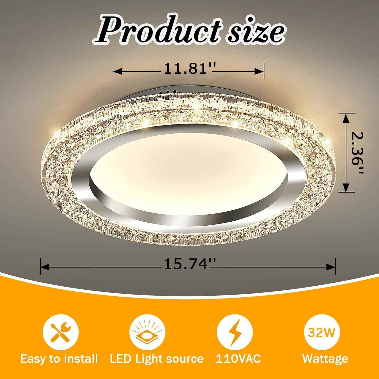 28W Gold LED Flush Mount Ceiling Light - 12" Modern Round Fixture for Bedroom, Kitchen, Bathroom
