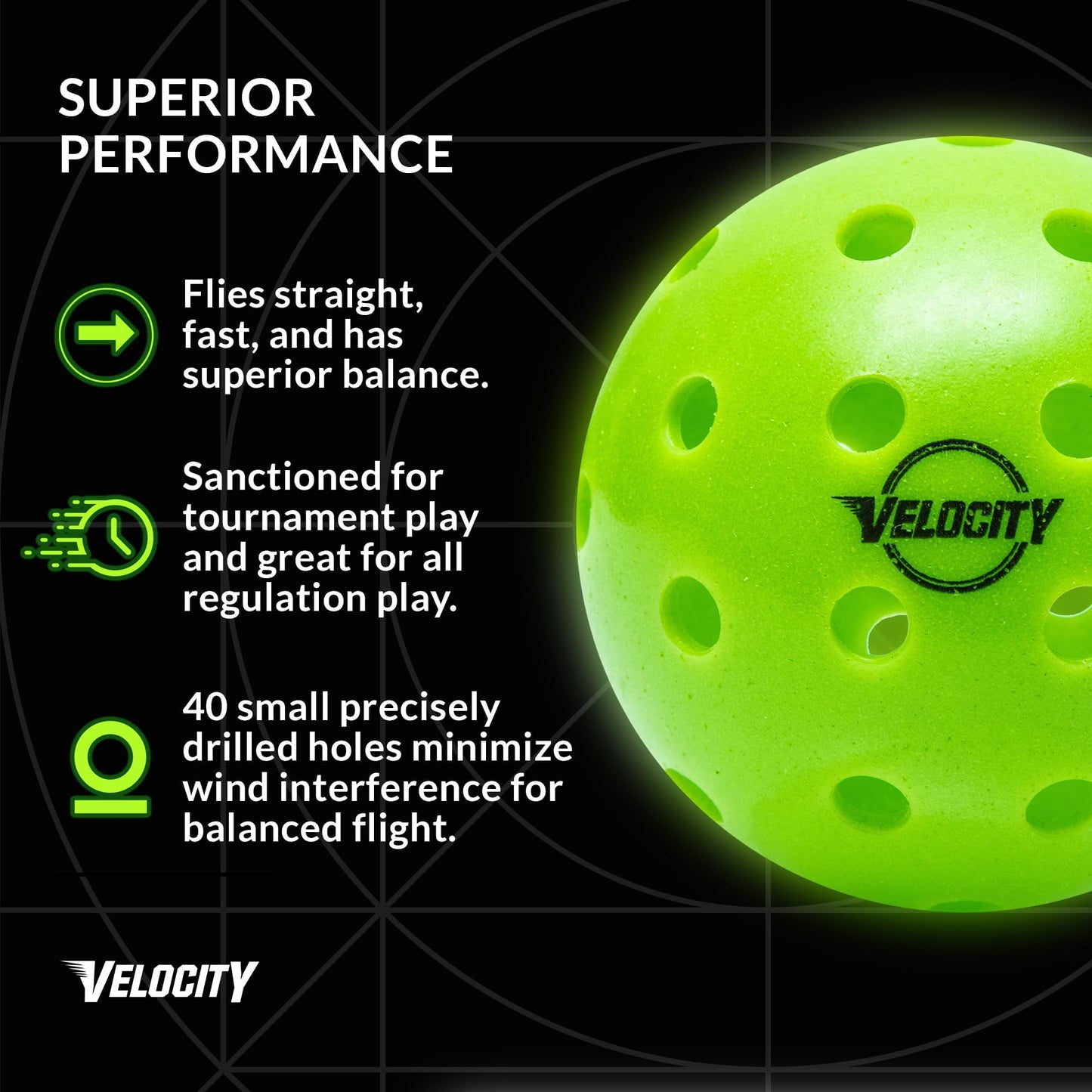 Velocity Outdoor Pickleball Balls, 6 Pack in Blue - USAPA Approved Official Size and Weight 40 Hole Pickleballs