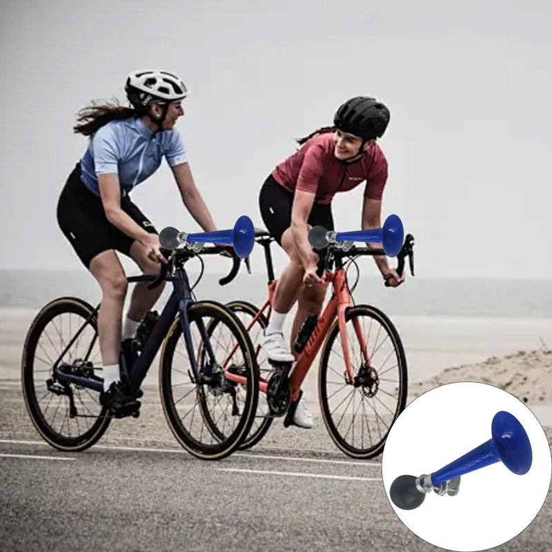 Runseaway 7.87” Blue Bike Bugle Horn Metal Air Horn, Retro Squeeze Bulb Clown Horn for Kids' Bicycles and Golf Carts, Loud Sound, Fits All Handle Bars