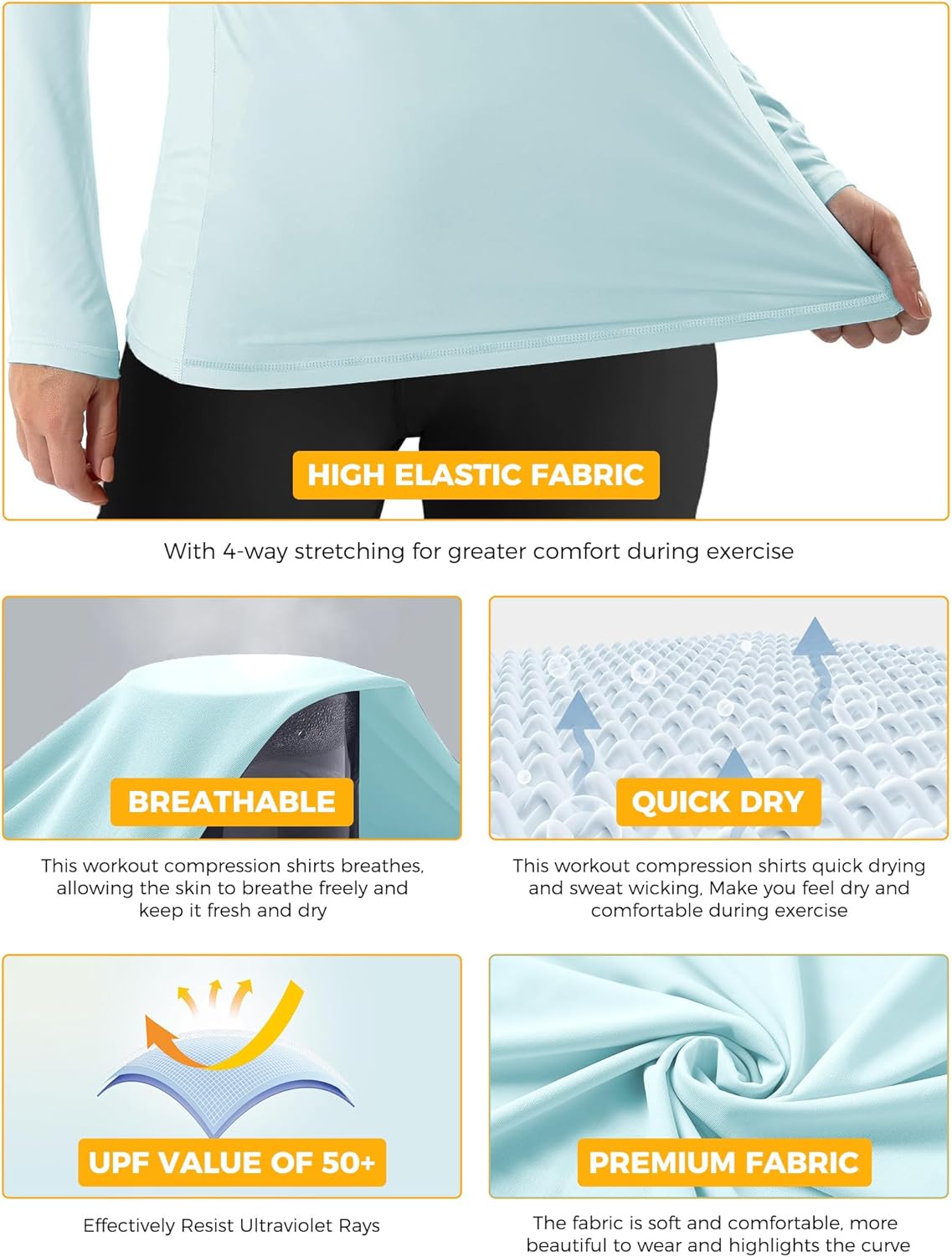 AURUZA UPF50+ Women’s Rash Guard - Quick Dry UV Protection Long Sleeve Swim Top for Active Wear