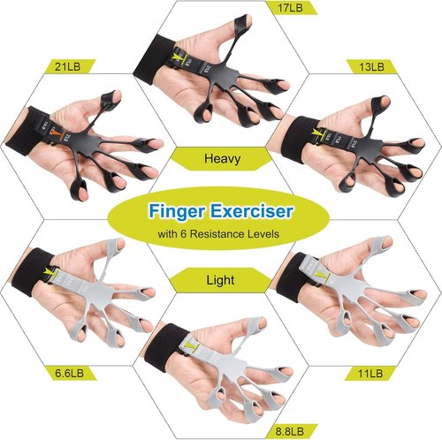 Grip Strength Trainer Kit - 6 Pack Hand Grip Strengthener & Finger Exerciser for Muscle Building & Recovery