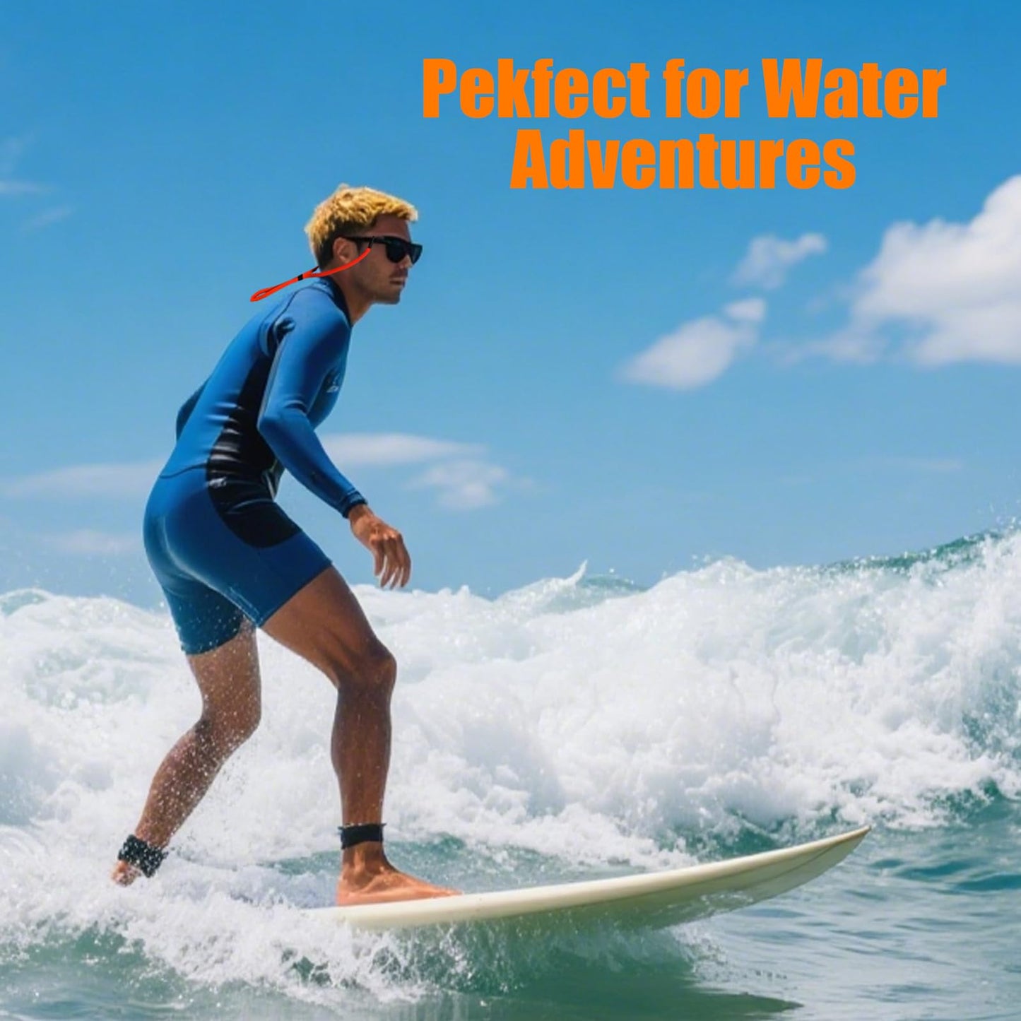 Favanty Sunglasses Floating Strap for Swimming Test hanging Anti-slip Glasses Strap for Men Women Kids,Surf Eye Glasses Holders Around Neck,Swim loupes strap Eyeglasses Lanyard 2PCS(BLK/BU)