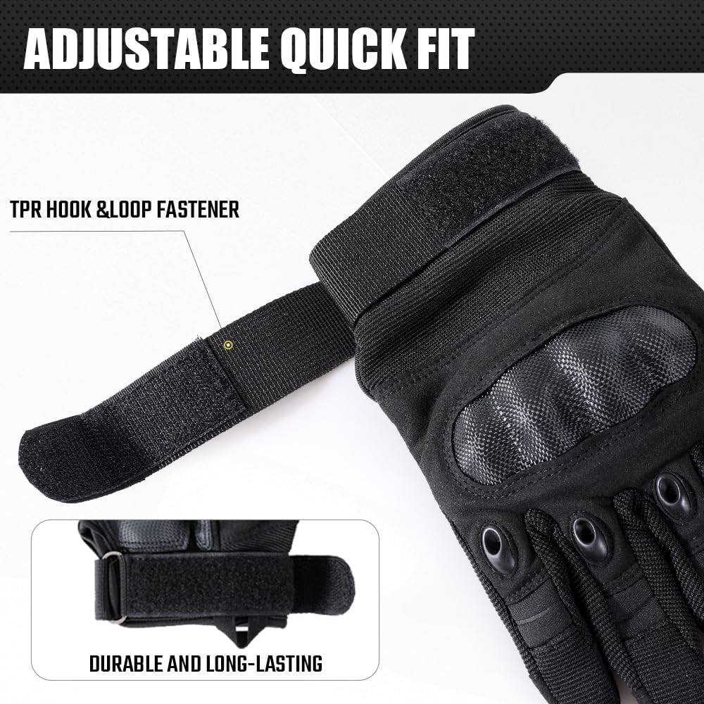 Skiennix Motorcycle Tactical Gloves - Touchscreen, Hard Shell & Palm Padding for Outdoor Sports