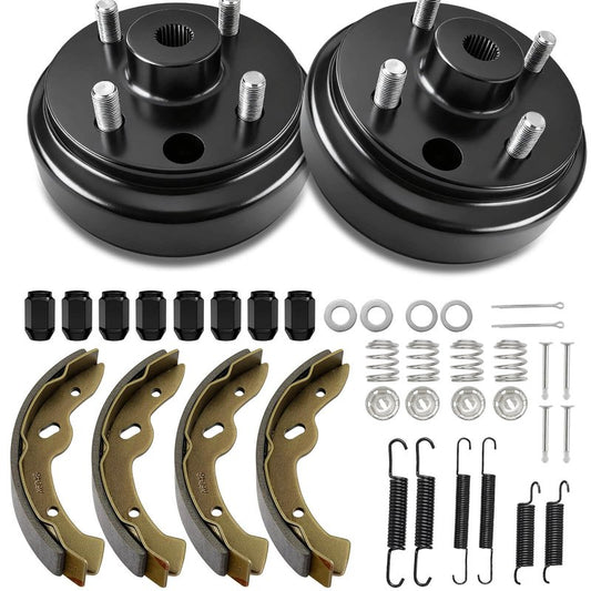LEAPGOMAX EZGO Brake Drum Maintenance Kit for 1997-2008 Electric EZGO TXT with Golf Cart Brake Hub Drums & Brake Shoes & Brake Spring Kit OEM# 19186G1, 70794G01, 70795G01 (NOT Fit Gas Models)