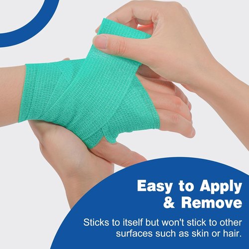 AZEN Self-Adhesive Bandage Wrap - 16 Pack, 2" x 5 Yards, Elastic Cohesive Athletic Tape