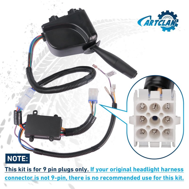 CartClan 12V Universal Golf Cart Turn Signal Kit, Golf Cart Upgrade Turn Signal Switch Kit with 9-Pin Harness, Horn, Brake pad, Instruction, Suitable for Club Car, EZGO, Yamaha Golf Carts