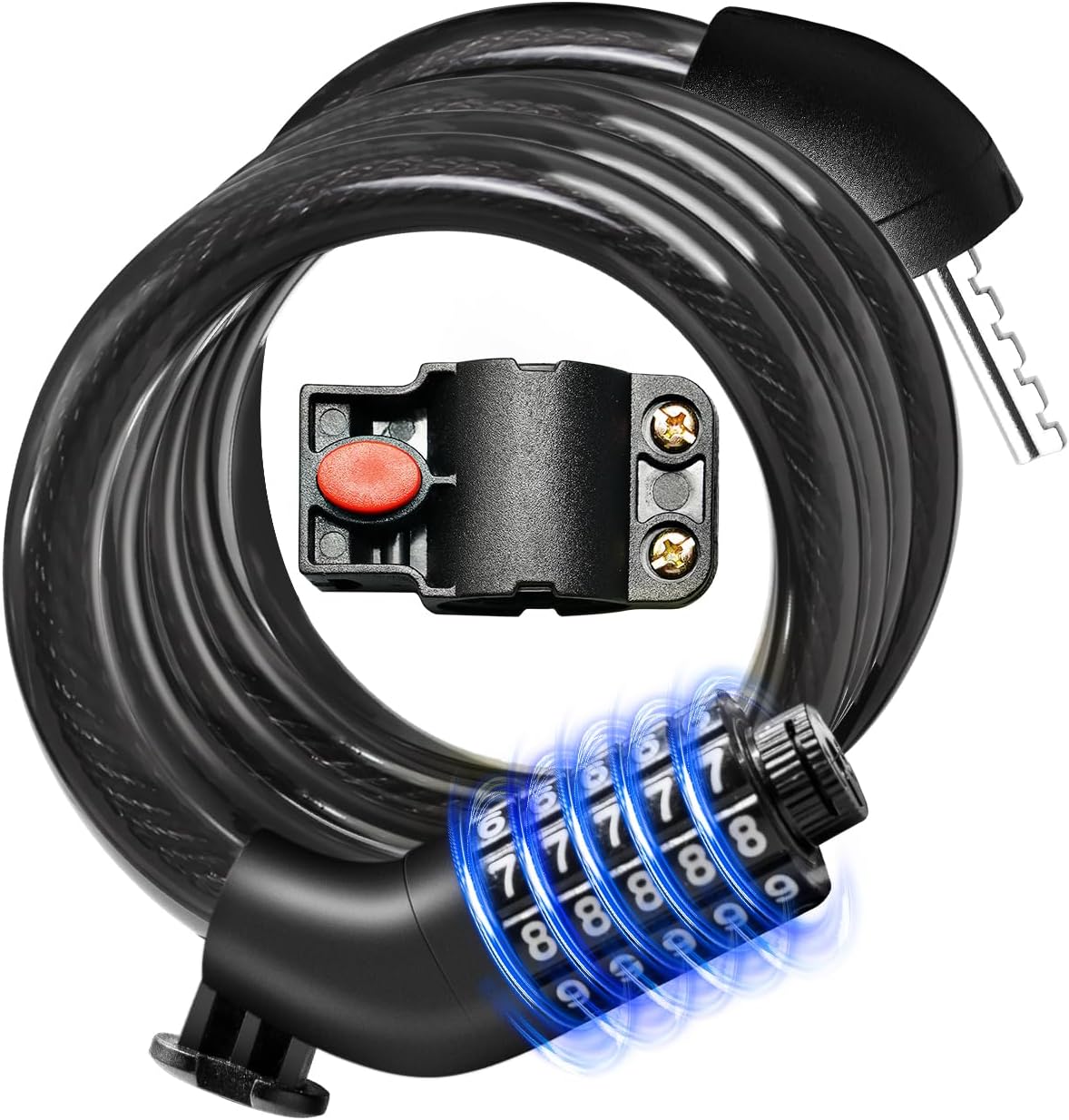 MULTIJOY Bike Lock Cable - Secure Combination & Key Anti-Theft Coiled Lock | Retrievable Design for Bikes & Scooters