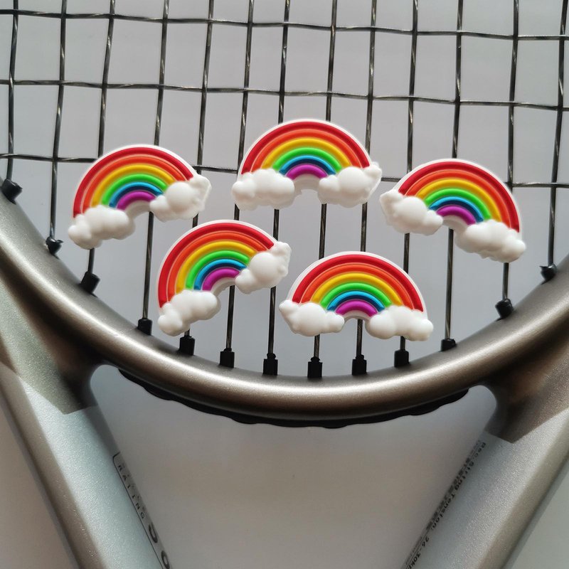Tennis Dampener Cute/Funny 5 Pack Rainbow Tennis Racket Vibration Dampener Soft Silicone Tennis Racquet Shock Absorbing Tennis Damper Tennis Racket Shock Absorber