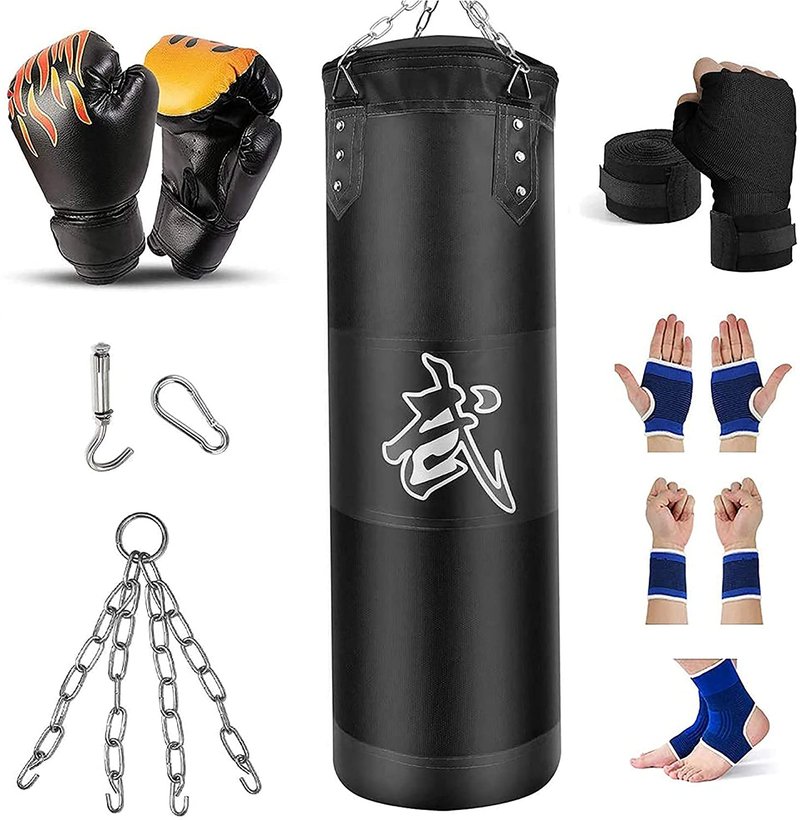 Prorobust Heavy Punching Bag for Man Women & Kids, Unfilled Boxing Bag Set with Punching Gloves, Chain, Ceiling Hook for MMA, Kickboxing, Muay Thai, Karate, Taekwondo (4ft, Black)