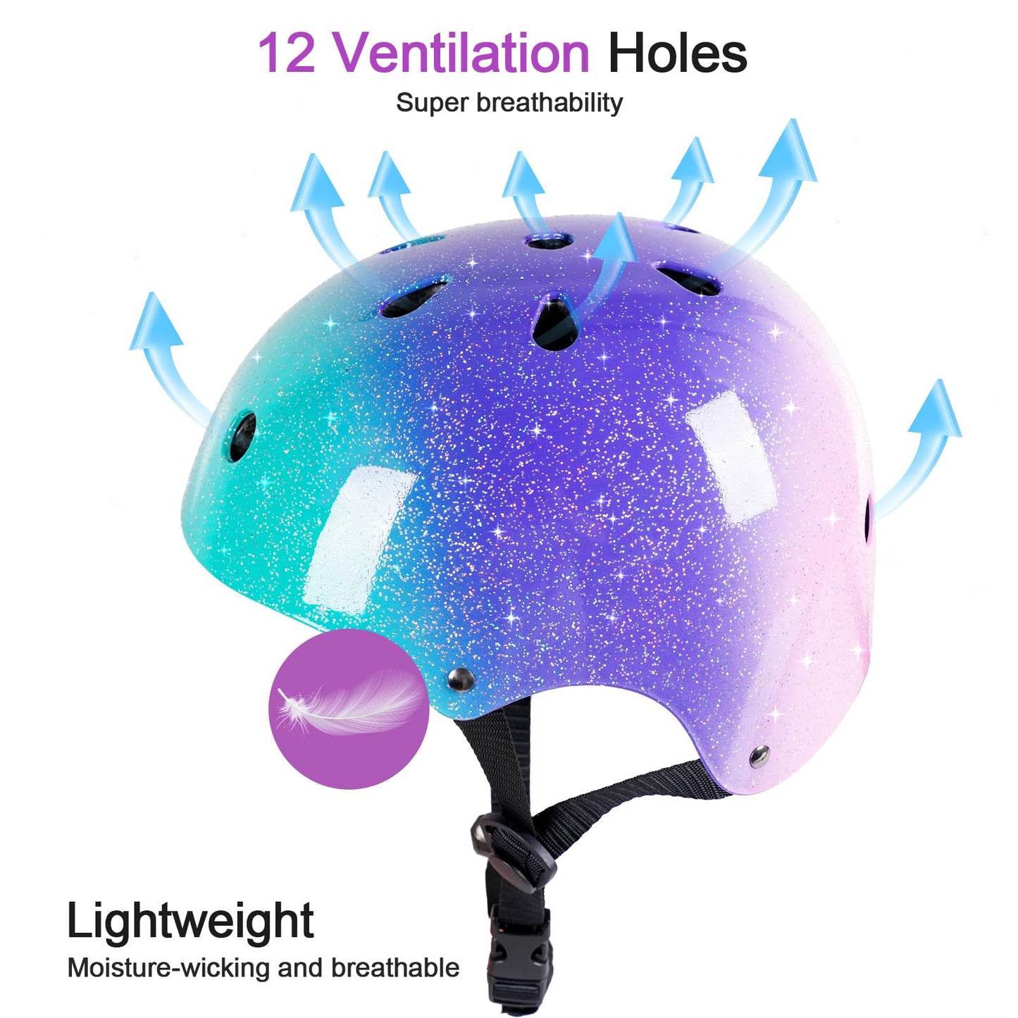 Kids Bike Helmet for 3-5-8-14 Years Kids Girls Boys Youth Bicycle Helmet for Scooter Balance Bike Roller Skating Skateboard Helmet (Greenpurplepink, Small)