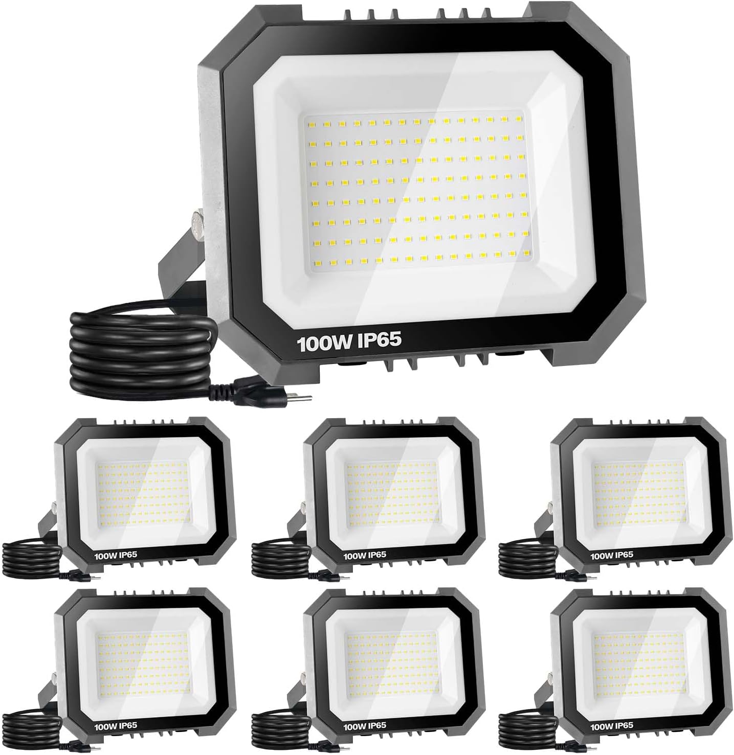 100W LED Flood Lights Outdoor - 2 Pack, 10000LM Super Bright, IP65 Waterproof for Garage, Yard & Garden