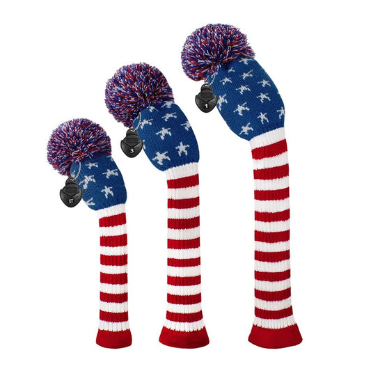 Scott Edward Golf Headcovers for Woods Set of 3 Fits Well Driver(460cc) Fairway Wood and Hybrid(UT),Beautiful and Interesting Patterns for Female,Women,Girl(Blue Star Stripe)