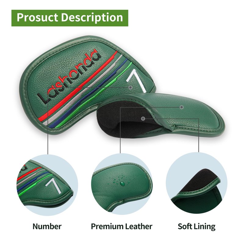 9PCS Golf Headcovers Golf Iron Head Covers Value 9 Piece Set, Synthetic Leather Deluxe Club Headcover（Compatible with Iron Sets）
