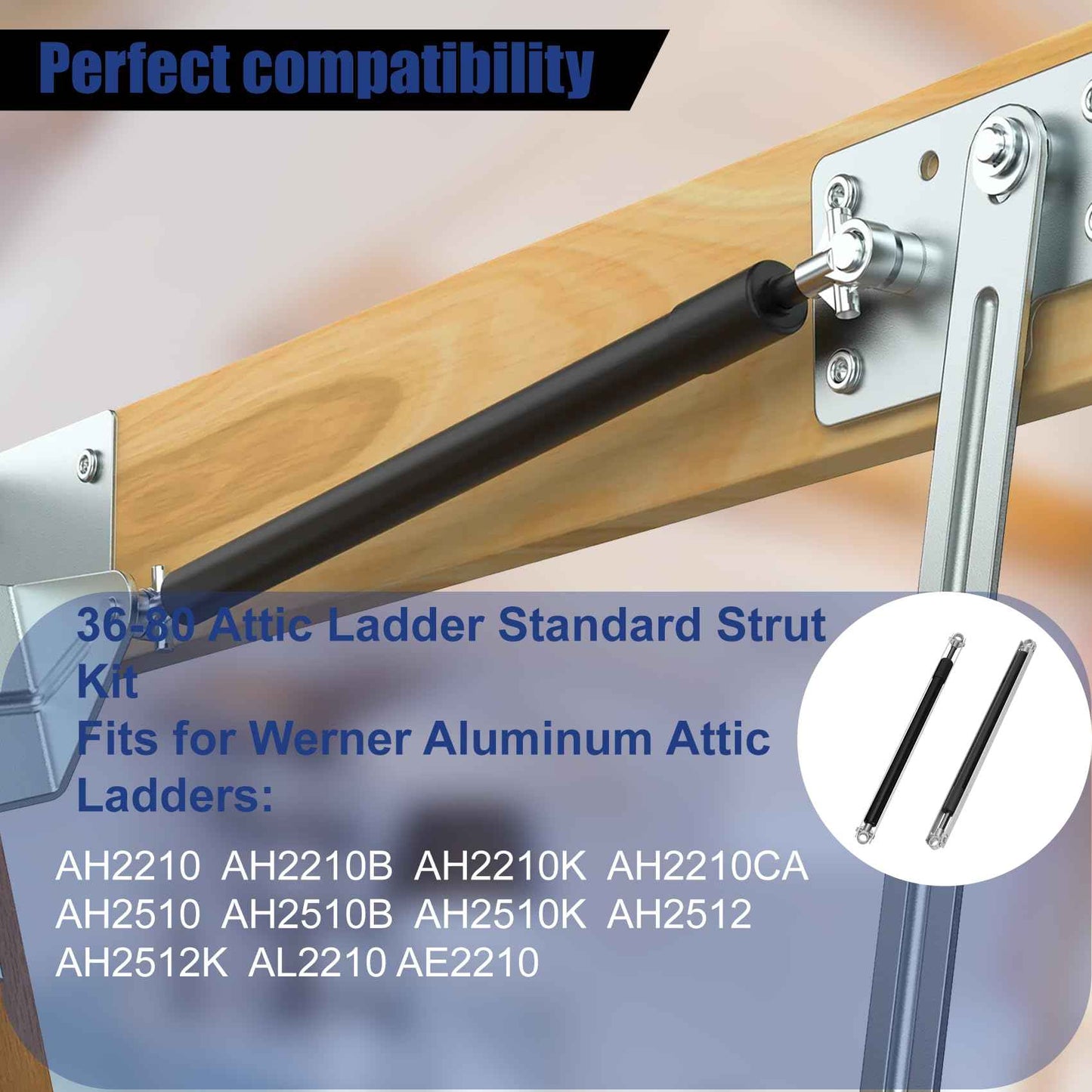 36-80 Standard Strut Kit Replacement for Werner Aluminum Attic Ladders, Replacement Parts AH2210 / AH2210B / AH2210K / AH2210CA / AH2510 / AH2510B / AH2510K / AH2512 / AL2210