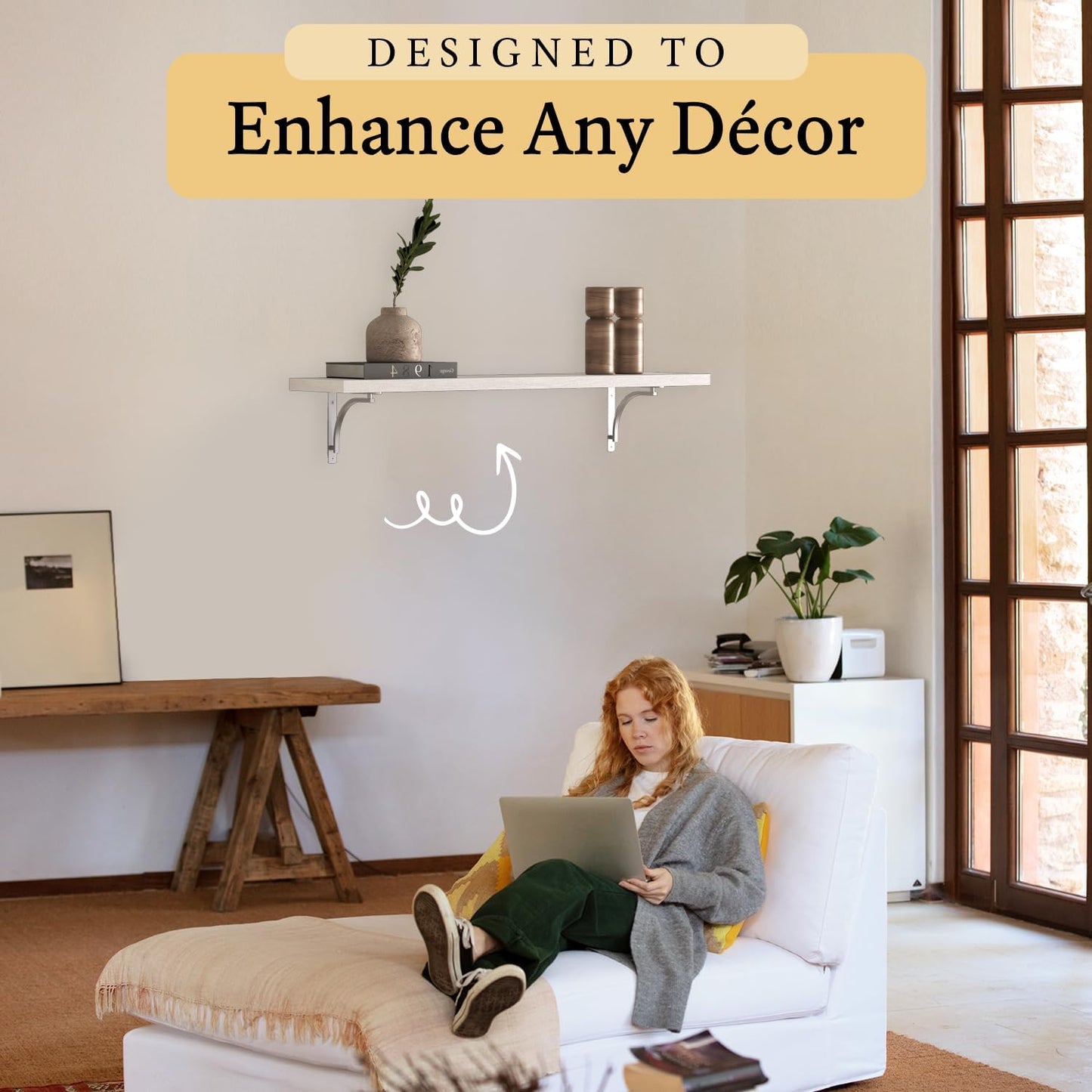 Heavy Duty 8-Inch Black Shelf Brackets - Wall Mounted L Bracket Set of 4 with Hardware