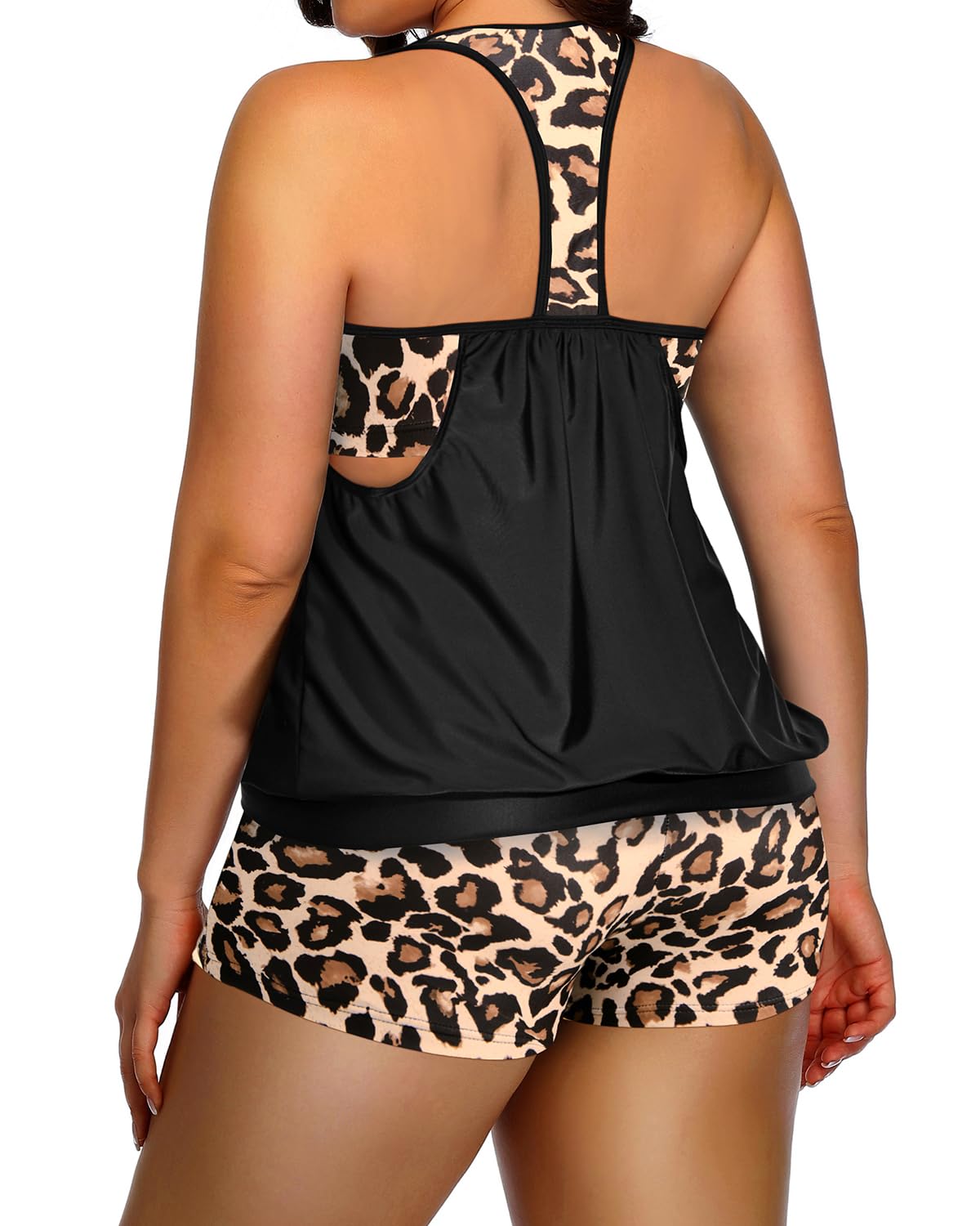 Womens Plus Size Tankini Swimsuit Two Piece Tummy Control Bathing Suit