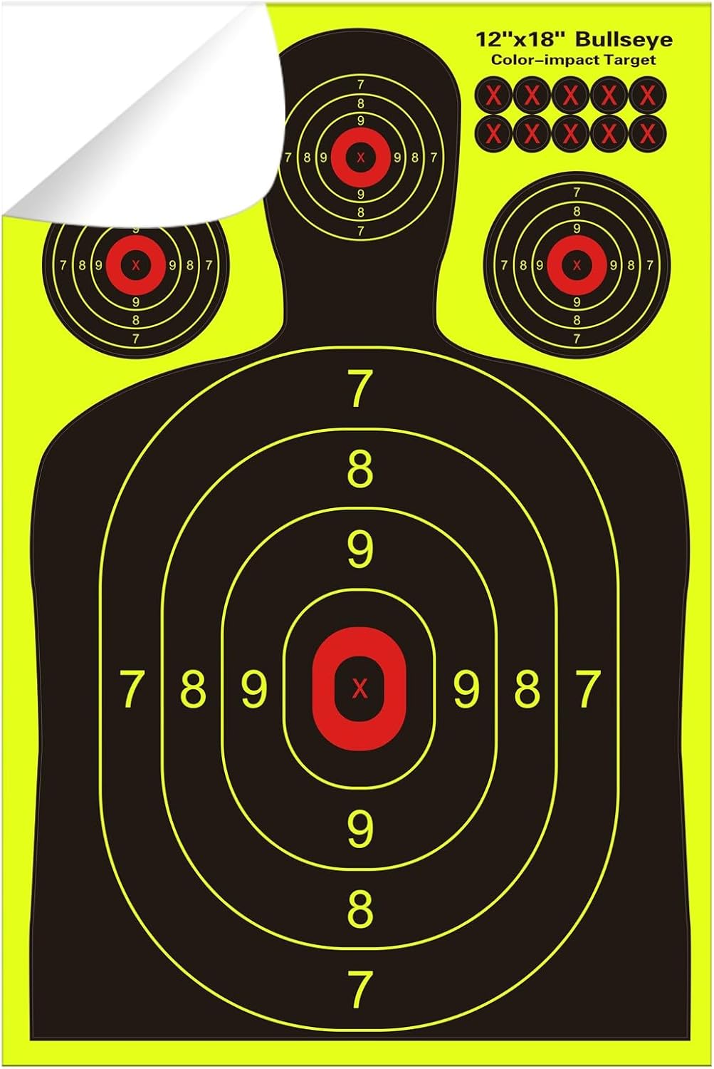 Skiennix Silhouette Splatter Targets - Bright Fluorescent Yellow for Easy Visibility | 12x18 Inch, Multiple Packs Available
