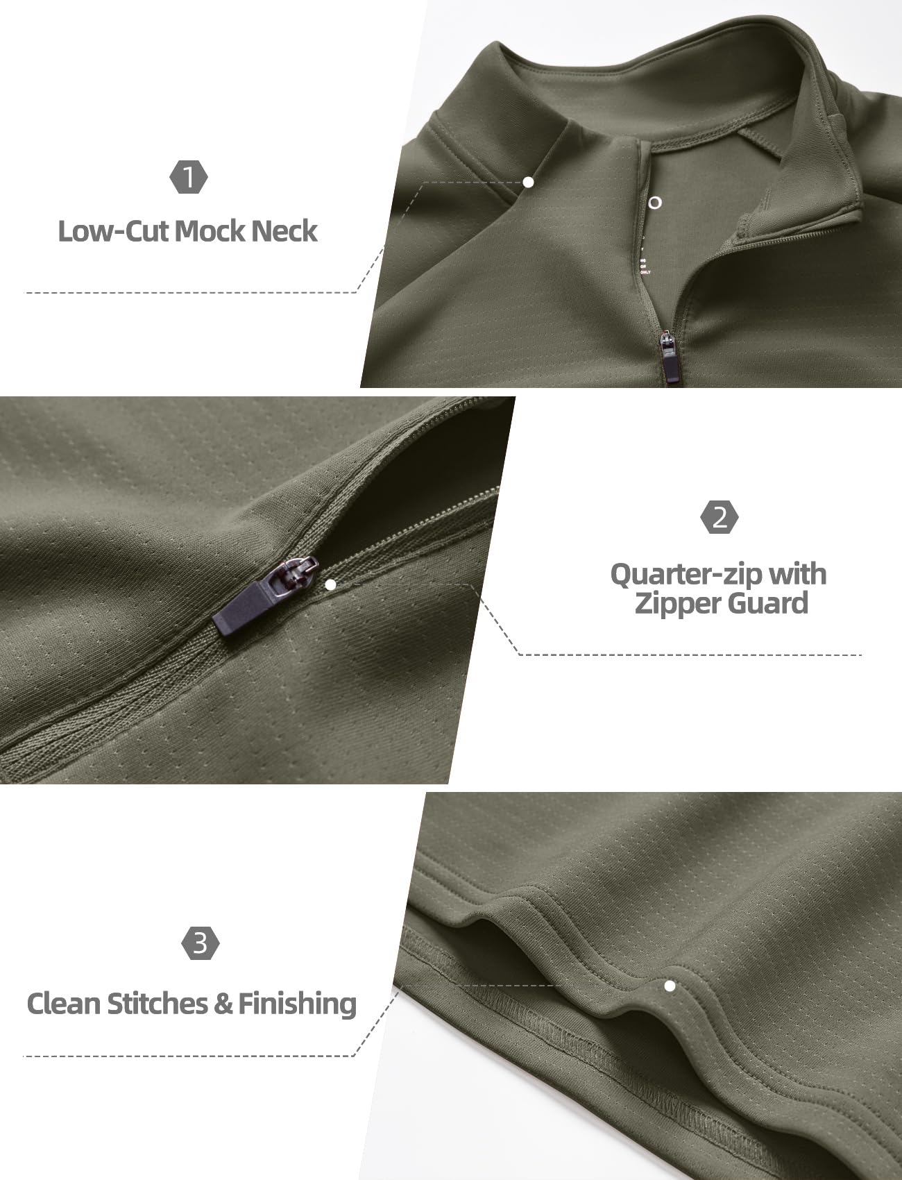 Zengjo Mens Quarter Zip Athletic Pullover Mid-Weight 1/4-Zip Running Workout Shirt Moisture Wicking