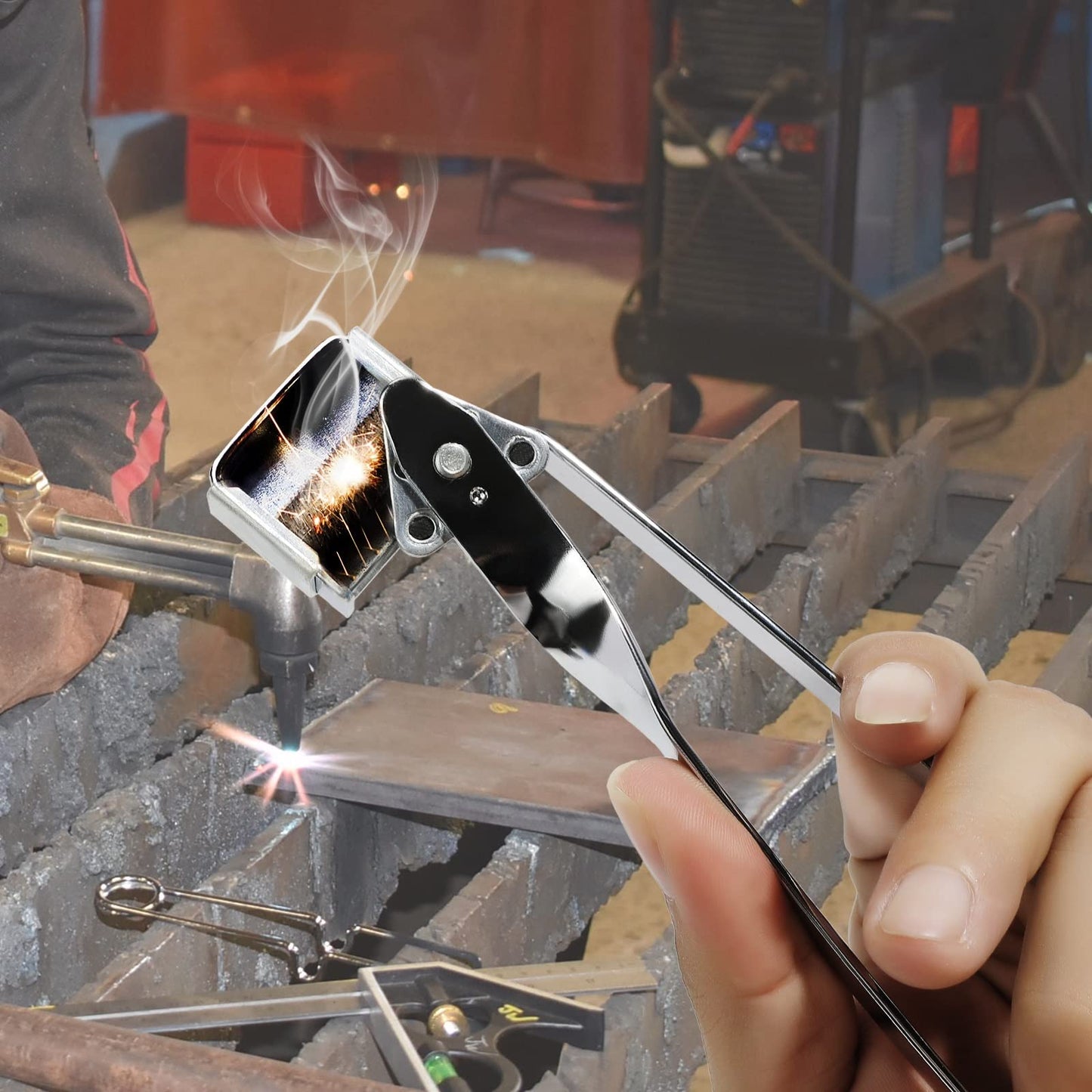 VASTOOLS Triple Flint Torch Striker, Spark Lighter, 8pcs Flint Replacements, For Welding, Cutting, Welder Students