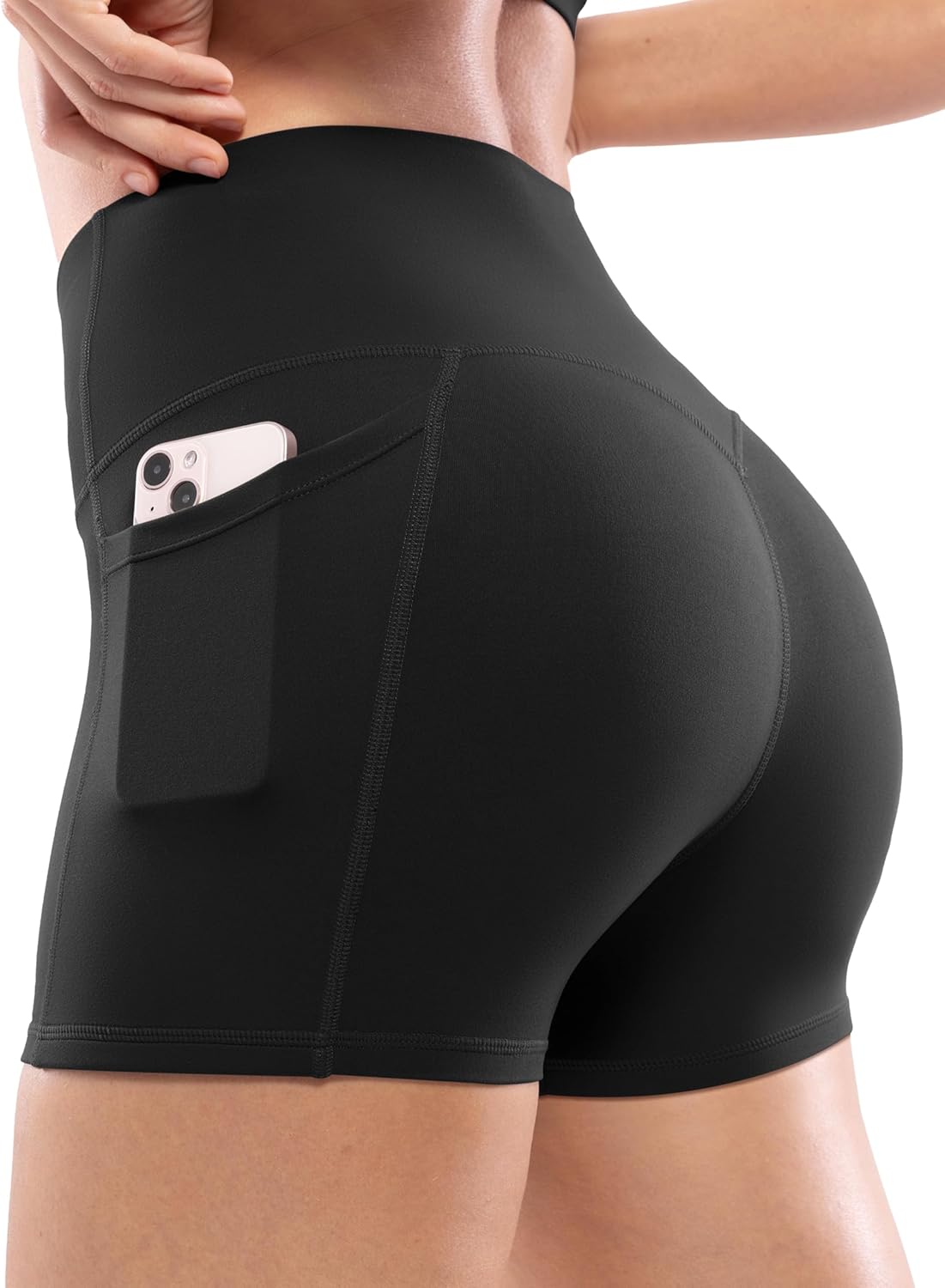 POSHDIVAH Women's Creamluxe Yoga Shorts - High Waisted with Pockets | Sizes 2.5" to 10" for Workout & Running