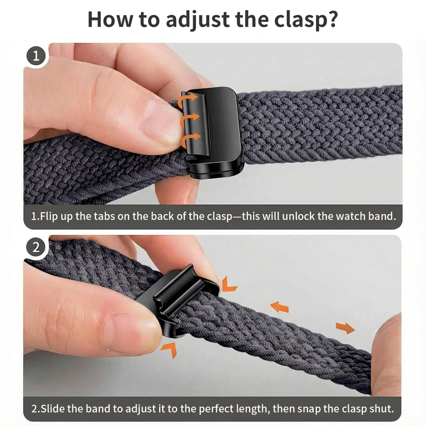 cidogim 22mm Braided Nylon Watch Band for Men and Women, Quick Release, Black Stainless Steel