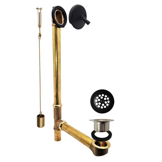 Westbrass Beehive Grid Bath Waste - 22" Make-Up, 17 Gauge Tubing, Matte Black, D324-62