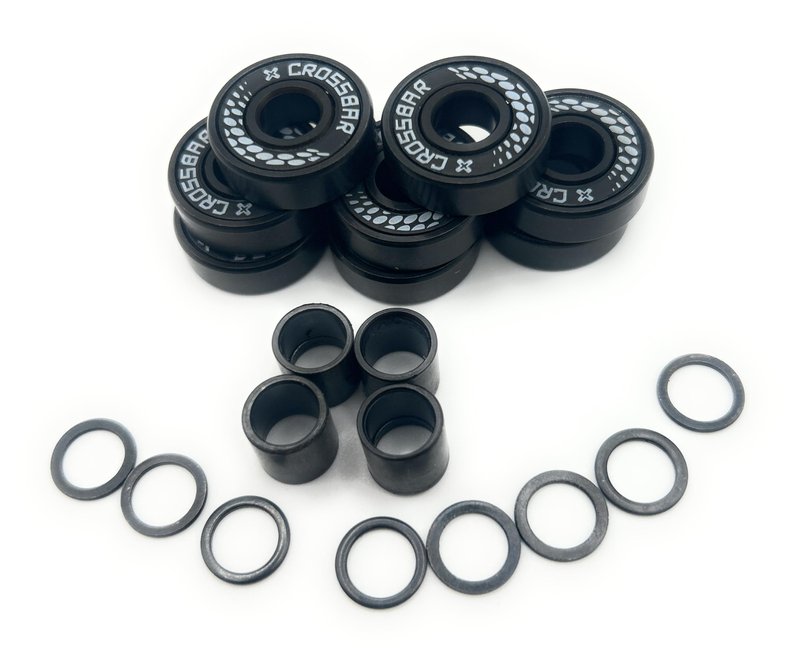 Crossbar Blitz Inline Hockey Bearings – Swiss Style – 8 Pack w/Spacers & Washers – Premium Smooth Speed