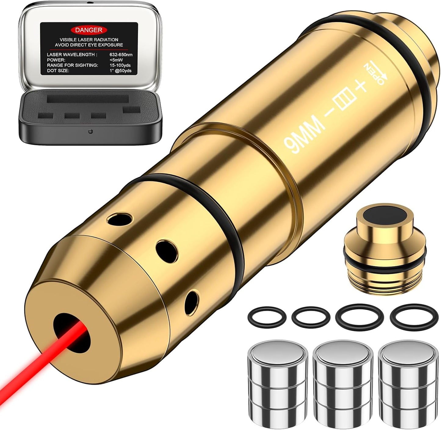 Skiennix 9mm Laser Training Cartridge - Enhance Dry Fire Practice with 3 Battery Sets
