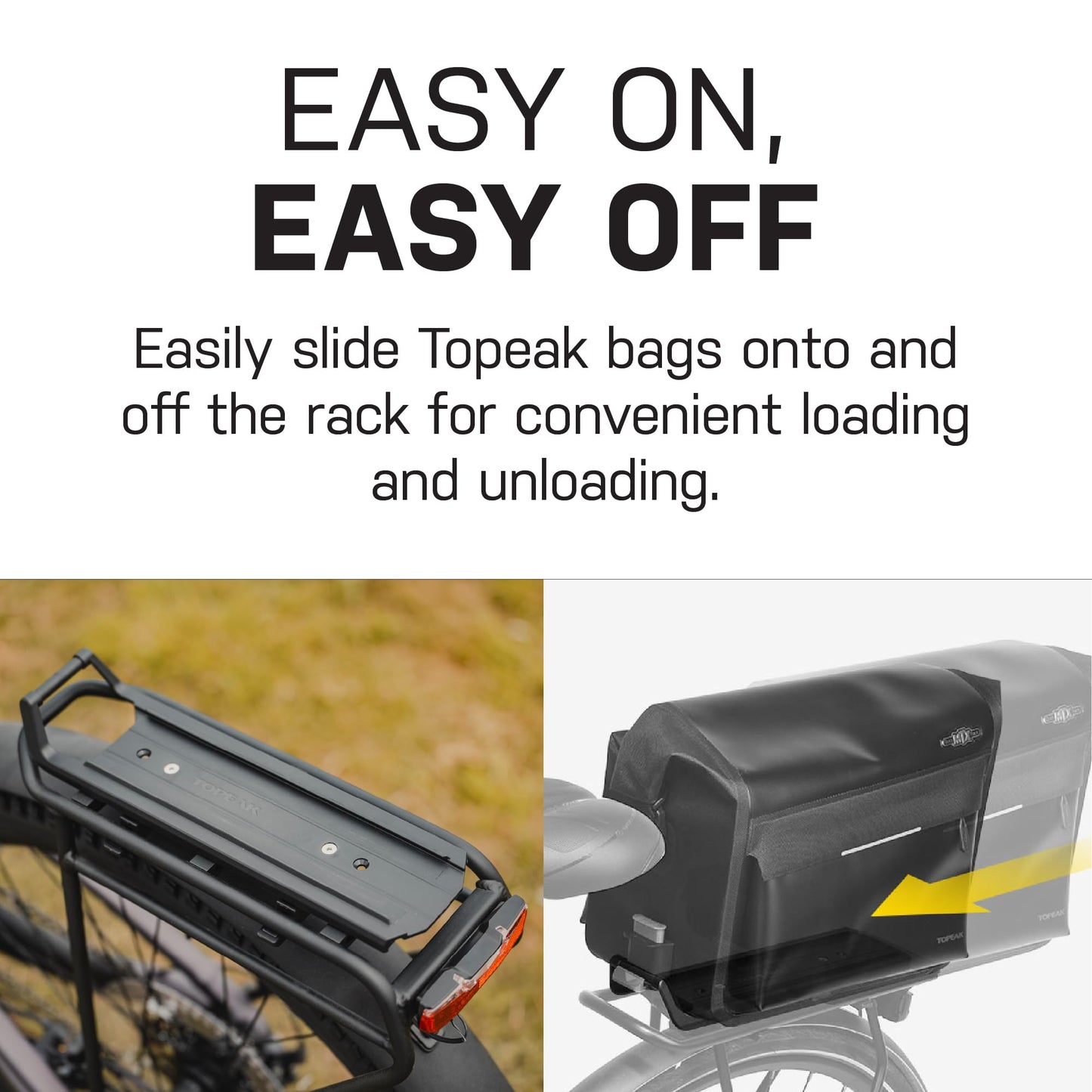 Topeak Omni QuickTrack Adapter – Large, Rear Rack Adapter for Topeak MTX/RX TrunkBags & MTX Baskets (120–160 mm Rack Width) – Lightweight Polymer Platform for Standard & Racktime Racks