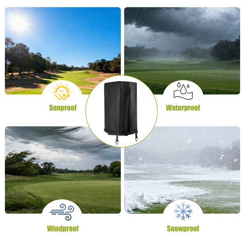 600D Golf Bag Rain Hood Cover with Waterproof Dual Zippers, Golf Bag Top Dust Covers with 2 Elastic Straps and 2 Fixed Straps, fit Most Tour Bags Golf Bags Stand Bags or Carry Cart (13 x 8 x 21 inch)
