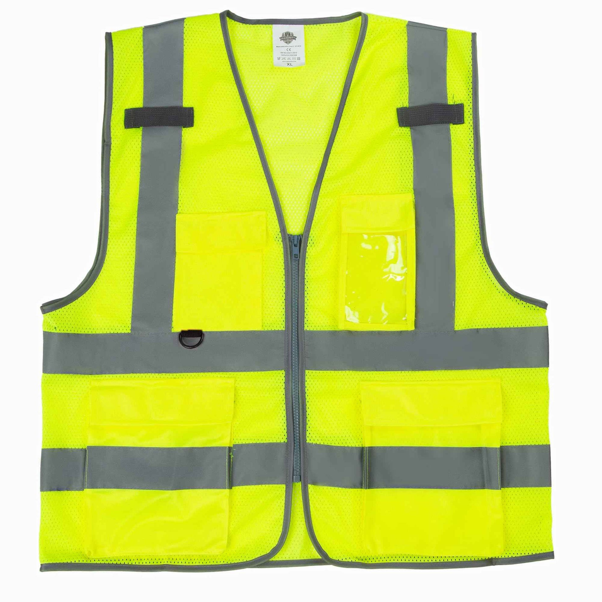 Dazonity High Visibility Mesh Safety Vest with Multi Pockets and Zipper, Fit for Men & Women, Work, Construction, Surveyor