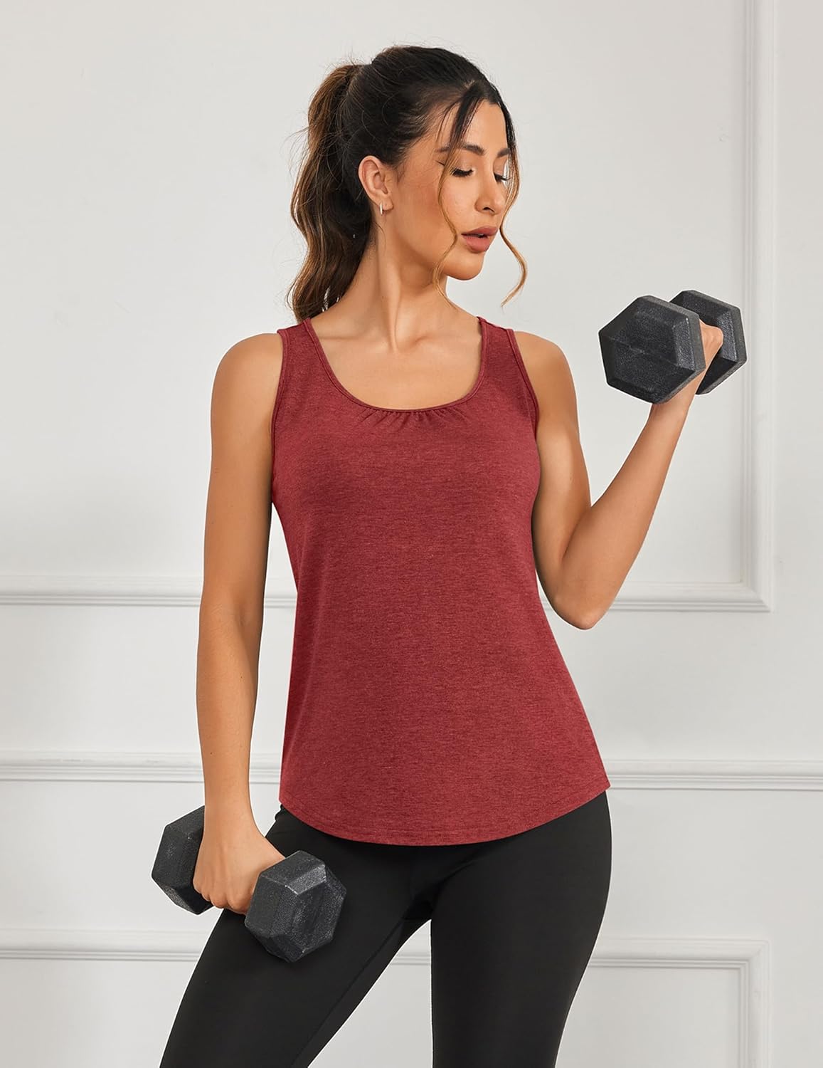 PINSPARK Workout Tops for Women - Lightweight Racerback Tank Tops for Yoga & Gym | 2-Pack, S-3XL