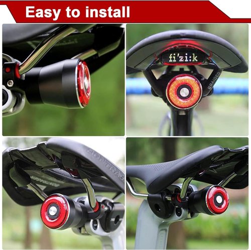 Smart Bike Tail Light USB Rechargeable Bicycle Turn Signals with Remote Control Rear Bike Light Waterproof Safety Warning Back Lights Bike Alarm for Night Riding Mountain (Brake Set)