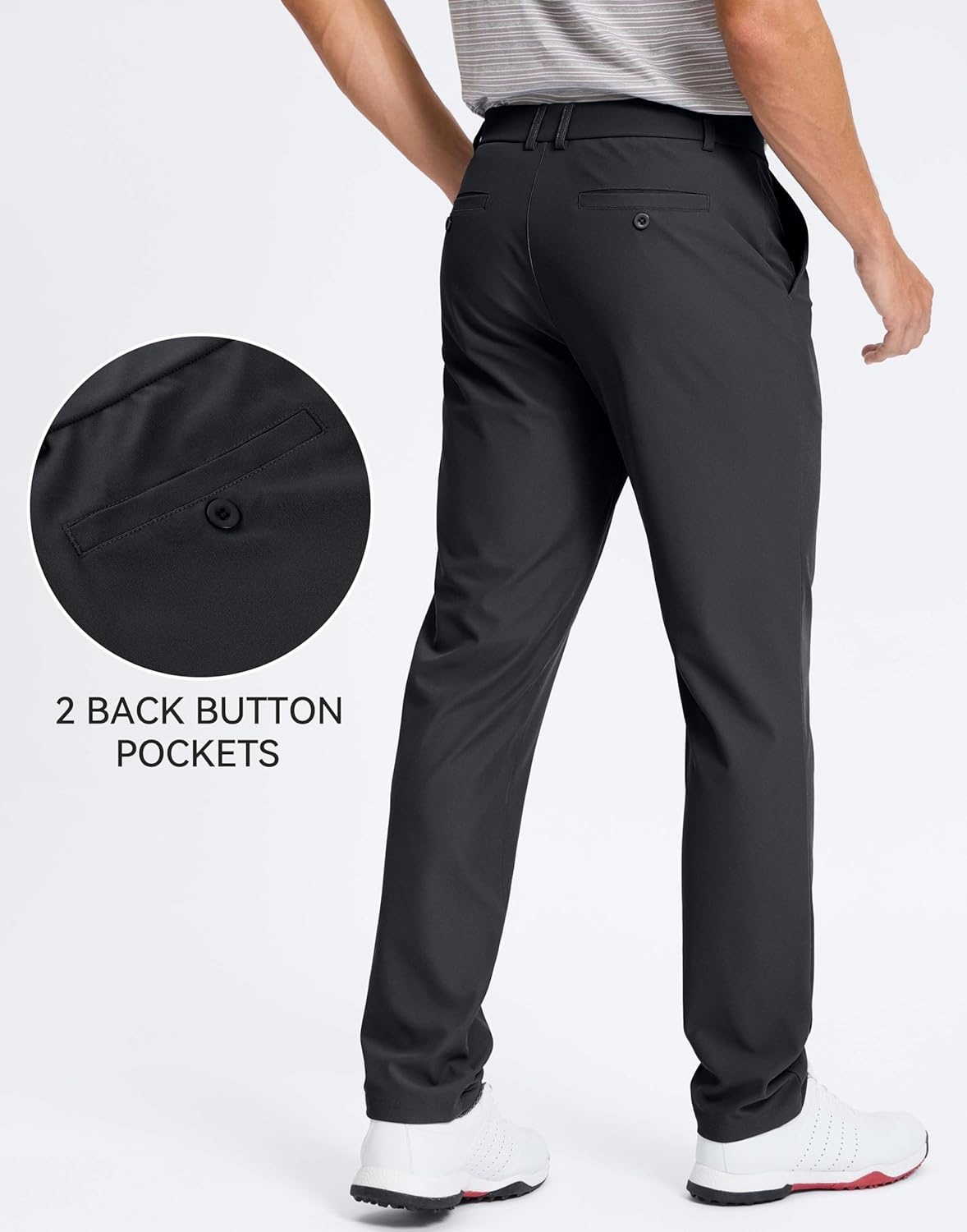 Pudolla Men's Golf Pants - Comfy Stretch Dress Slacks | Lightweight Quick-Dry Casual Trousers (30"/32"/34")