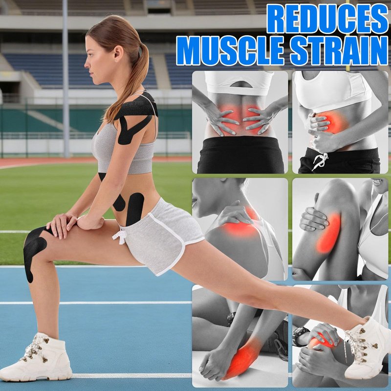 3 Pack Kinesiology Tape - Pro-Grade, Water Resistant & Breathable for Active Lifestyles, Latex-Free Cotton Elastic Tape for Muscle & Joint Support on Knee, Ankle, Shoulder, Wrist - Black 4in 5.5yd