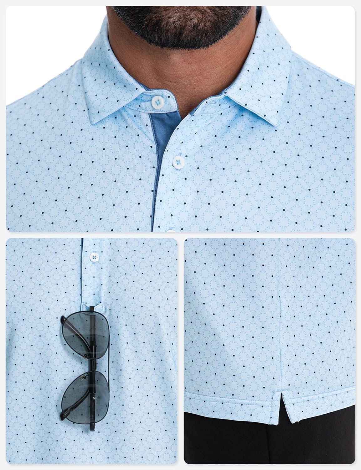 Skiennix Men's Golf Polo Shirt - Short Sleeve Dry Fit Performance | Moisture-Wicking Print Design