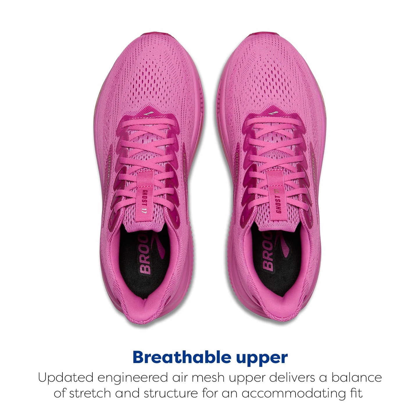 Brooks Women’s Ghost 17 Neutral Running Shoe - Pink/Fuchsia/Gold - 6 Medium