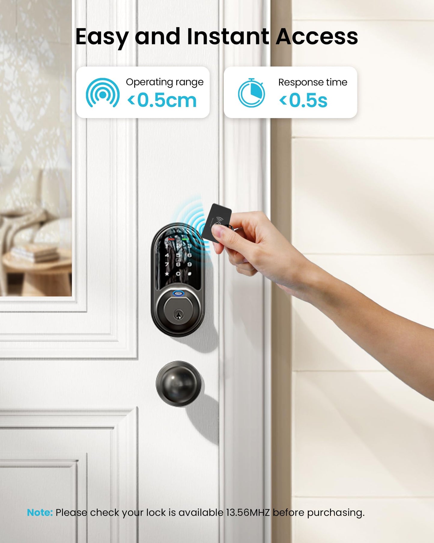 Veise VK01 IC Cards for Smart Lock, 13.56MHz RFID Cards Key Fobs for Keyless Entry Door Lock, Smart Deadbolt Key Compatible to Multiple Apps (3 Pack)