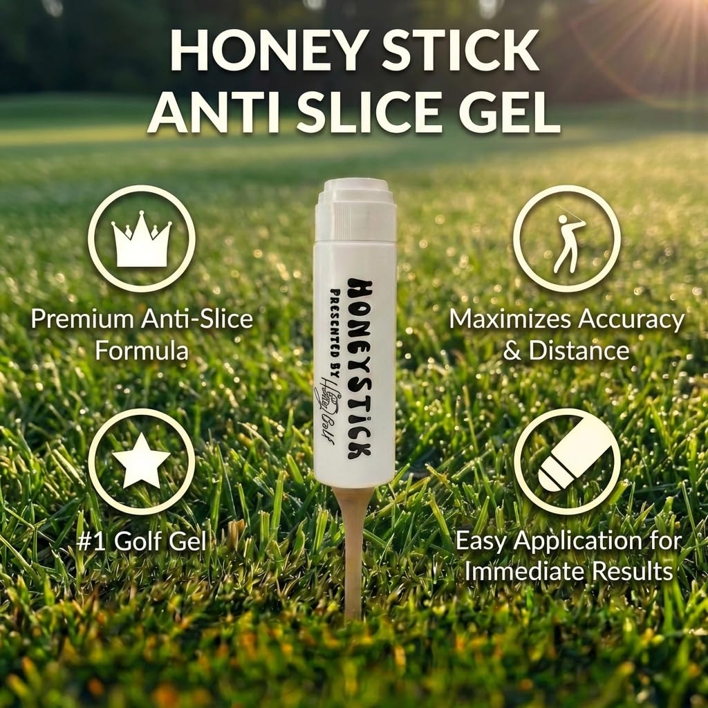 Honey Golf HoneyStick Anti Slice Gel for Golf Clubs - Anti-Hook Spin Reducer for Driver, Woods, Hybrids, Irons - Golf Accessories for Men - Golfers Must Haves & Essentials - 2 Pack