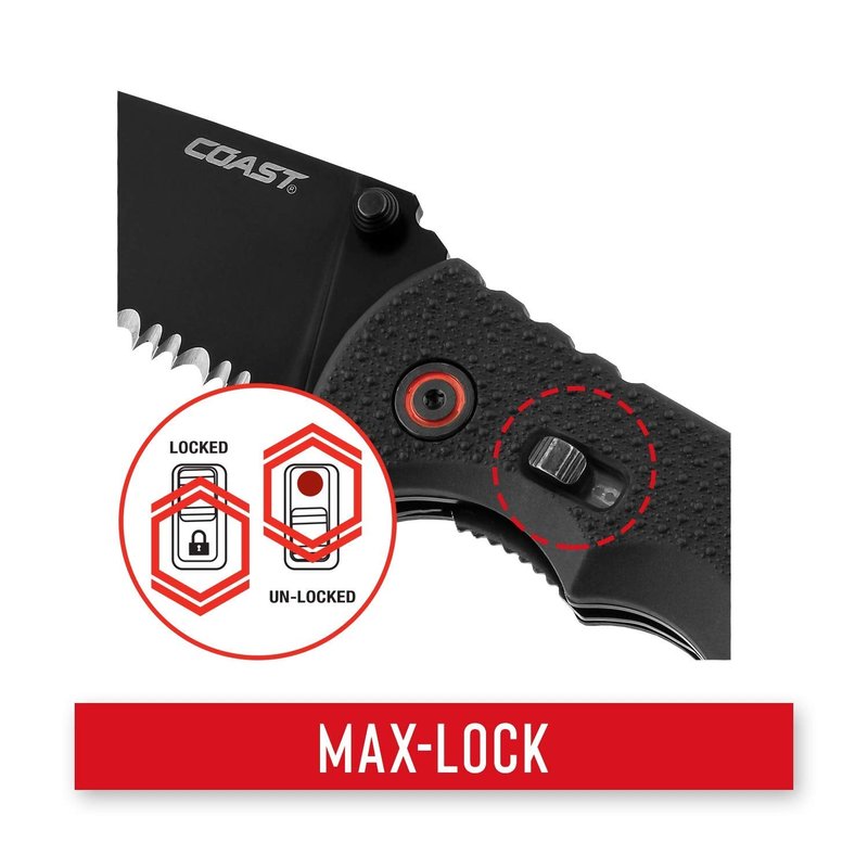COAST RX350 Blade Assist Tactical Folding Knife with 3.625" Serrated Stainless Steel Blade