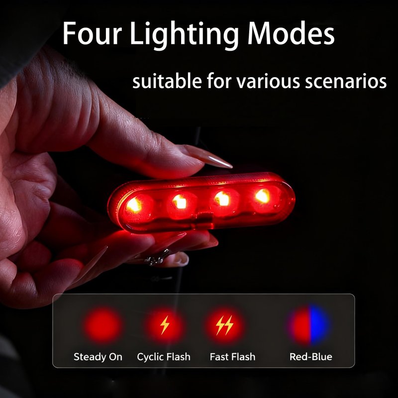 HX Bike Lights for Night Riding, USB-C Rechargeable LED Bike Tail Lights, Bright Bicycle Rear, 4 Light Modes, Waterproof, Easy to Install, for Adults Kids Men Women Road Mountain (USB Cables Included)
