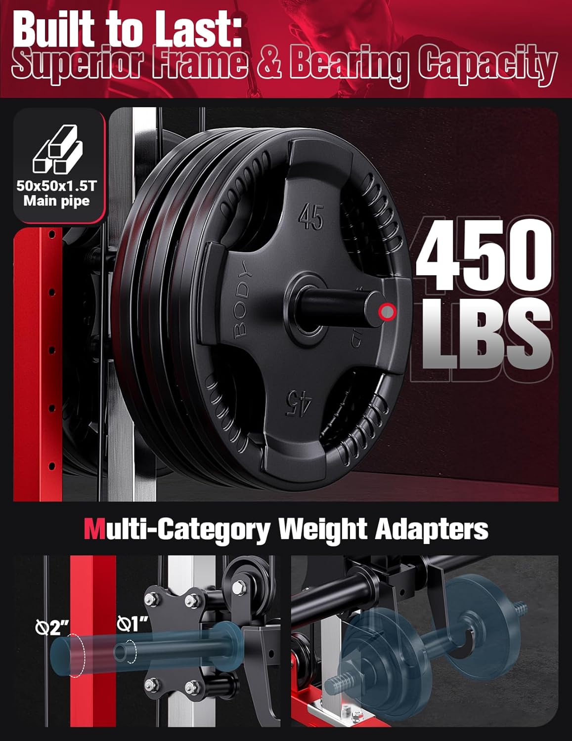 YOLEO Cable Machine | 2-in-1 Home Gym Rowing & LAT Pulldown Station - 450 Lbs Load Capacity, Includes LAT Bar & Tricep Rope