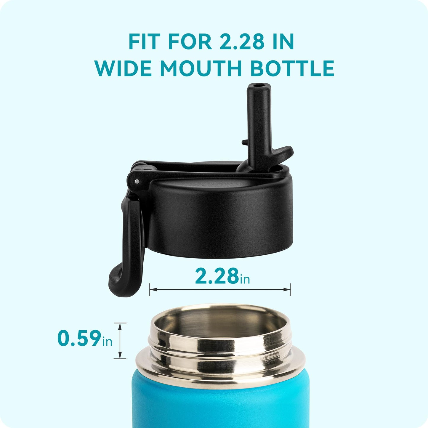 Soledea 2 Pcs Straw Lid for Hydro Flask Wide Mouth, Lids for Hydroflask 12 16 18 20 32 40 oz Wide Mouth, Replacement Straw Cap for Hydroflask