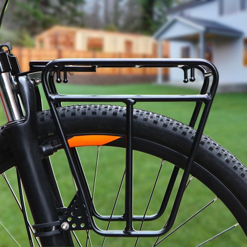 kowaku Bike Front Rack Carrier Cargo Pannier Adults Carrying Metal Bag Luggage Shelf Bicycle Front Fork Rack for Bicycle Shopping