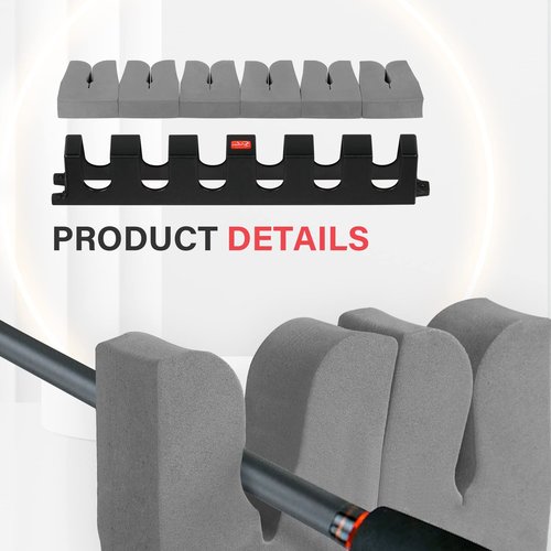 Simple Deluxe Horizontal Fishing Rod Holders Wall-Mounted – Simple Deluxe Fishing Rod Rack Great Fishing Pole Holder for Garage, Fishing Rod Rack Holds Up to 6 Rods, 13.6" Grey, 1 Pair